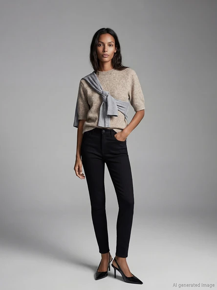 LCWAIKIKI Classic Siyah Slim Fit Kadın Jean Pantolon ürün görseli 1