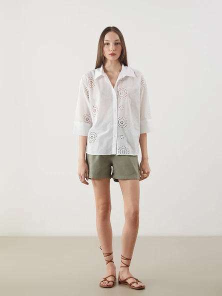 LCW Vision Ekru Oversize Kadın Gömlek - Resim 2