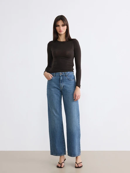 LCW Jeans İndigo Baggy Fit Kadın Jean Pantolon ürün görseli 1