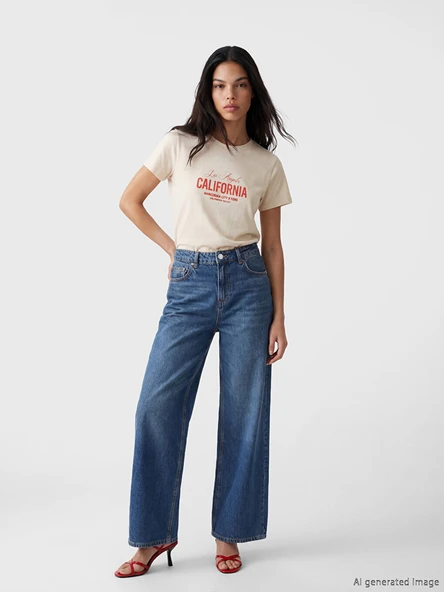 LCW Jeans İndigo Wideleg Kadın Jean Pantolon ürün görseli 1