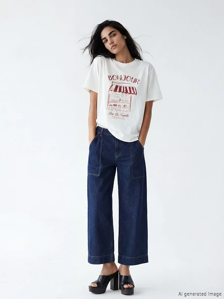 LCW Jeans İndigo Wideleg Kadın Jean Pantolon ürün görseli 1