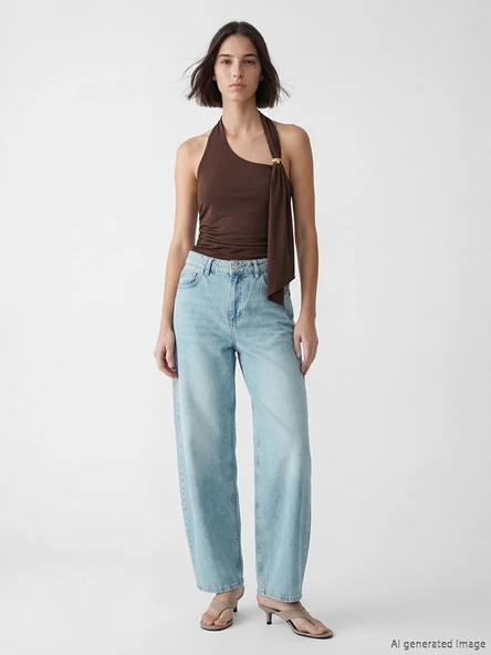 LCW Jeans İndigo Balloon Fit Kadın Jean Pantolon ürün görseli 1