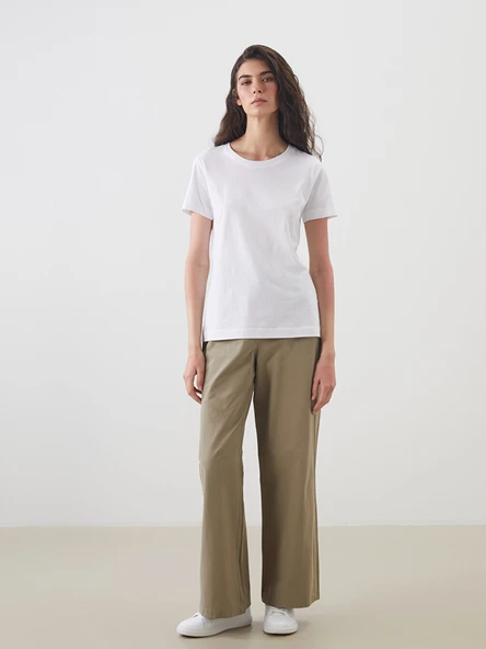 LCW Modest Haki Beli Lastikli Poplin Kadın Pantolon ürün görseli 1