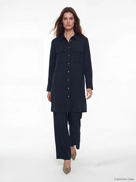 LCW Modest Lacivert Beli Lastikli Modal Karışımlı Kadın Pantolon ürün görseli 1