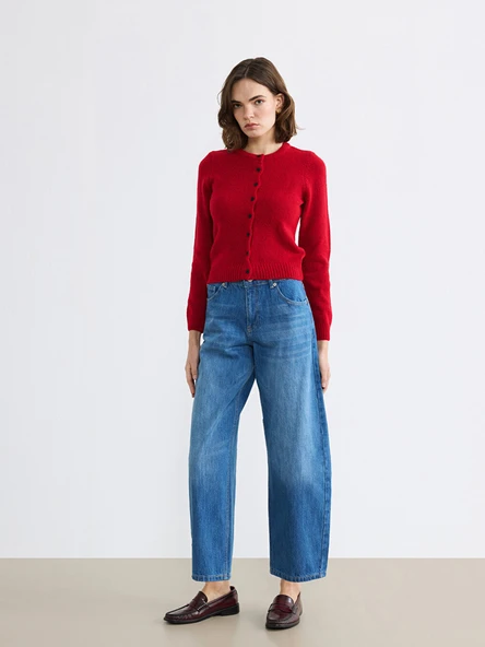 LCW Jeans İndigo Barrel Fit Kadın Jean Pantolon ürün görseli 1