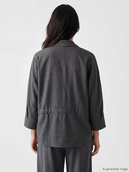 LCW Vision Gri Regular Fit Kadın Gömlek - Resim 4