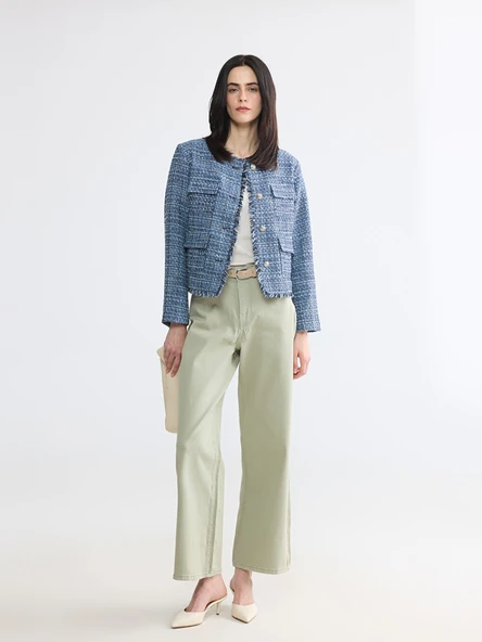LCW EVERYDAY Yeşil Beli Kemerli Wideleg Kadın Jean Pantolon ürün görseli 1