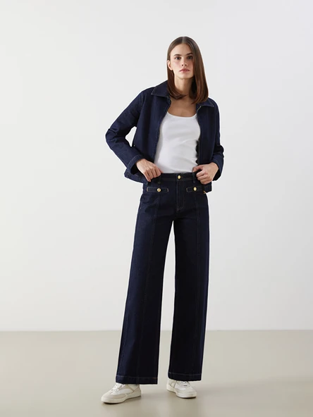 LCW Jeans İndigo Wideleg Kadın Jean Pantolon ürün görseli 1