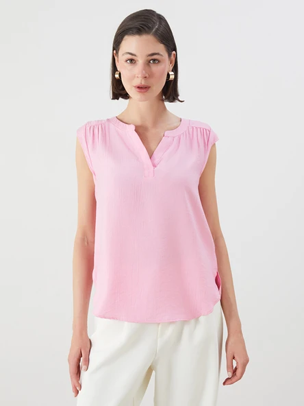 LCWAIKIKI Classic Pembe Kaçık Yaka Bluz ürün görseli 1