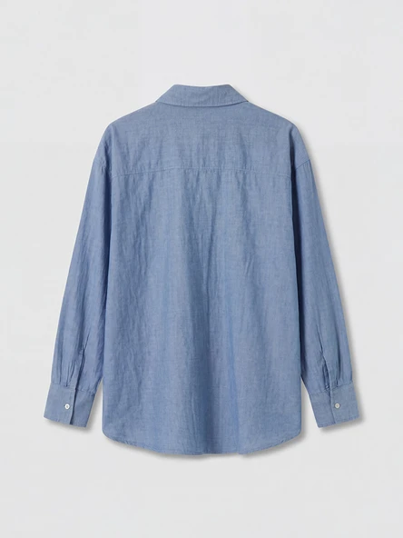 LCW EVERYDAY İndigo Oversize Kadın Jean Gömlek - Resim 2