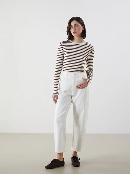 LCW Modest Beyaz Baggy Fit Kadın Jean Pantolon ürün görseli 1