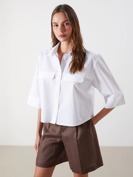 LCW Vision Beyaz Loose Fit Kadın Gömlek ürün görseli 1