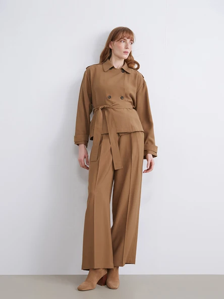 LCWAIKIKI Classic Kahverengi Loose Fit Geniş Paça Kadın Pantolon ürün görseli 1