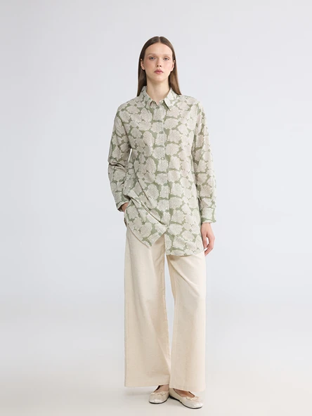 LCW Modest Ekru Beli Lastikli Keten Karışımlı Kadın Pantolon ürün görseli 1