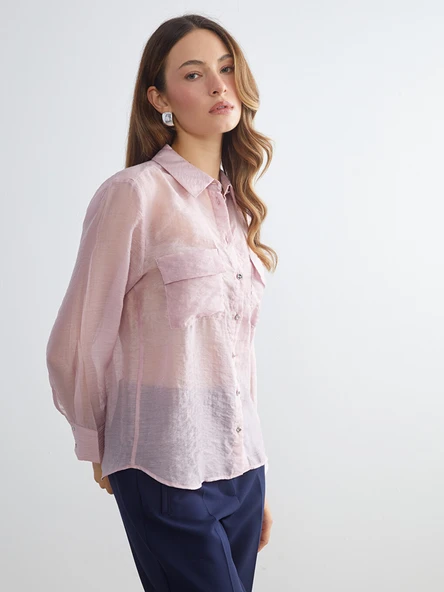 LCWAIKIKI Classic Pembe Oversize Kadın Gömlek ürün görseli 1
