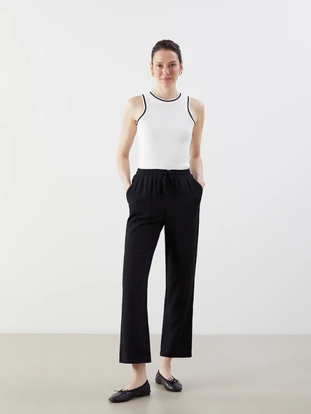 LCW Comfort Siyah Beli Lastikli Kadın Pantolon ürün görseli 1