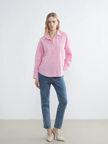 LCWAIKIKI Classic Mavi Beli Lastikli Slim Mom Kadın Jean Pantolon ürün görseli 1