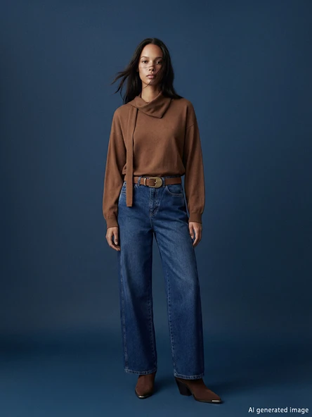 LCW STUDIO İndigo Baggy Fit Kadın Jean Pantolon ürün görseli 1