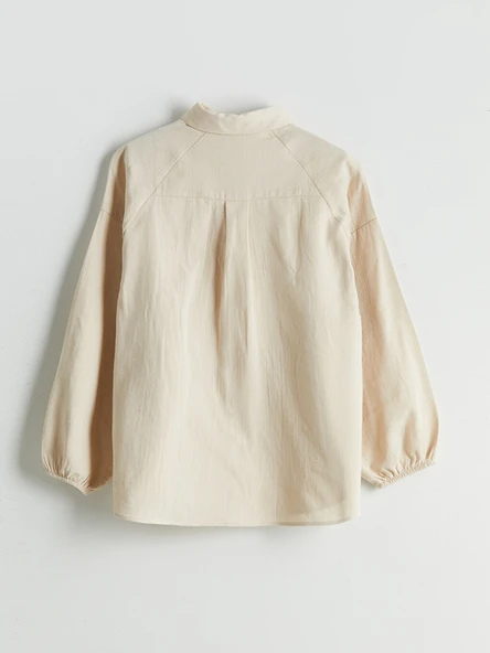 LCW Modest Bej Oversize Müslin Kadın Gömlek - Resim 6