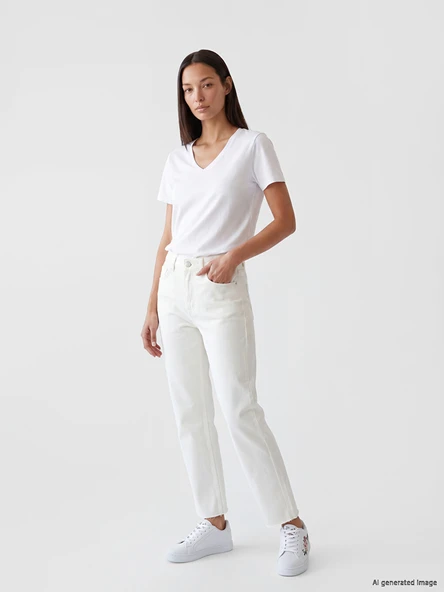 LCW Modest Ekru Regular Fit Kadın Jean Pantolon ürün görseli 1