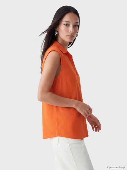 LCW EVERYDAY Turuncu Regular Fit Kadın Gömlek - Resim 2