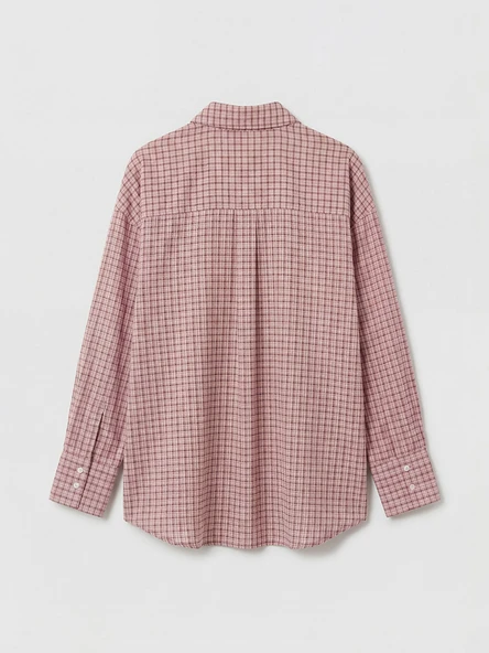 LCW Modest Pembe Ekose Kadın Gömlek - Resim 6