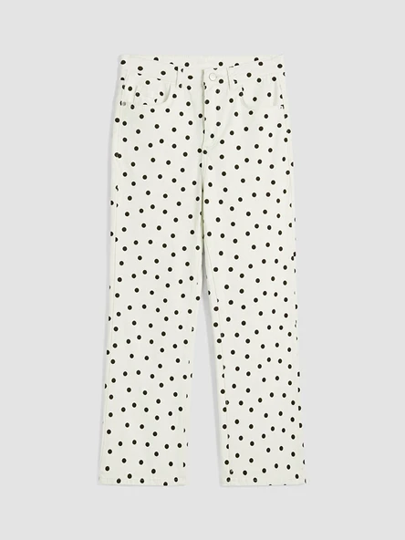 LCW Modest Ekru Puantiyeli Straight Fit Kadın Jean Pantolon ürün görseli 1