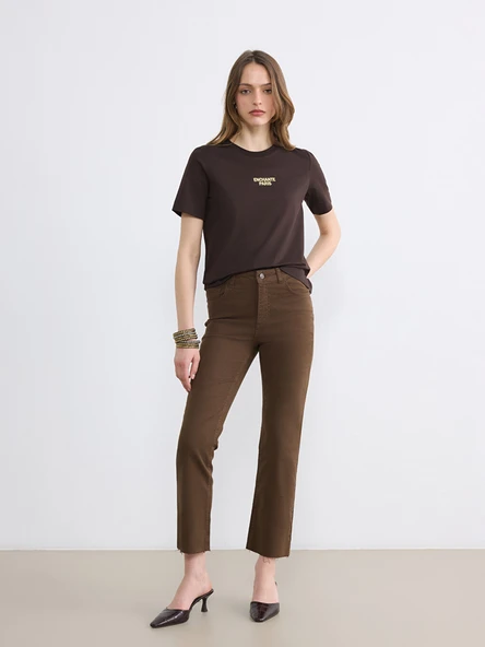LCW Jeans Kahverengi Crop Flare Kadın Jean Pantolon ürün görseli 1