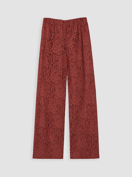 LCW EVERYDAY Bordo Beli Lastikli Dantelli Kadın Pantolon ürün görseli 1