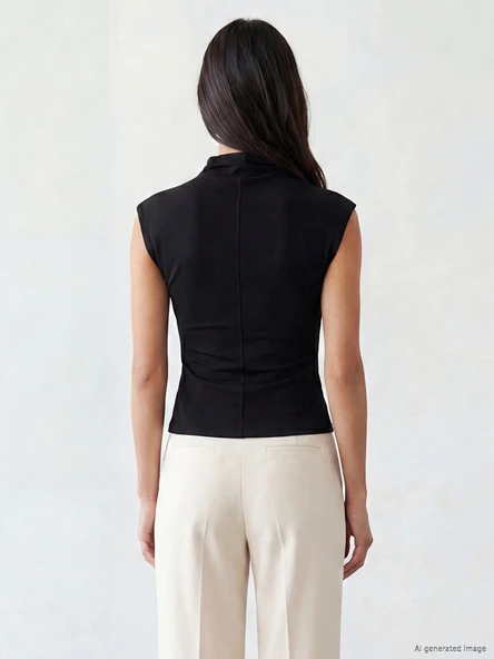 LCW Modest Siyah Dik Yaka Bluz - Resim 4