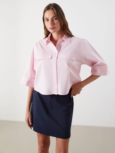 LCW Vision Pembe Loose Fit Kadın Gömlek ürün görseli 1