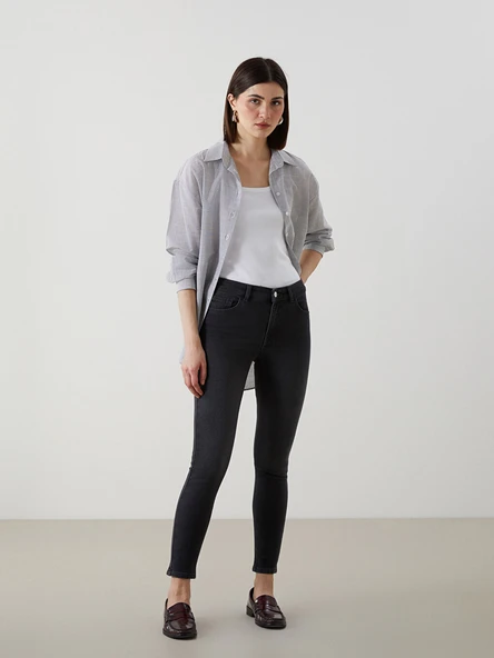 LCW Jeans Gri Mercury Skinny Fit Kadın Jean Pantolon ürün görseli 1