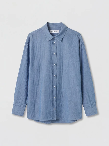LCW EVERYDAY İndigo Oversize Kadın Jean Gömlek ürün görseli 1
