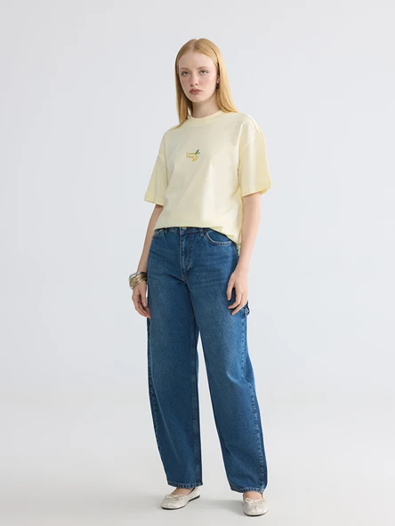 LCW Modest İndigo Baggy Fit Kadın Jean Pantolon ürün görseli 1