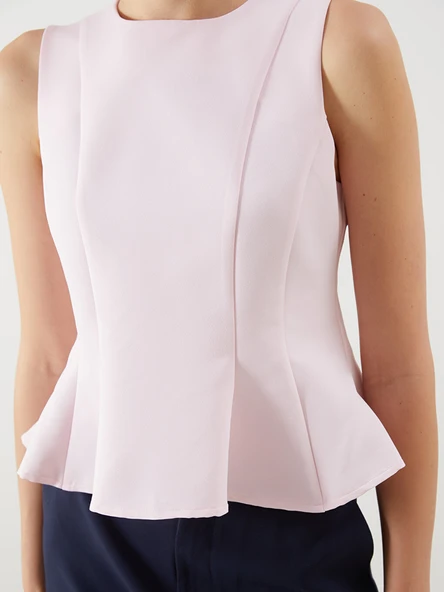 LCW Vision Pembe Bisiklet Yaka Peplum Bluz - Resim 3