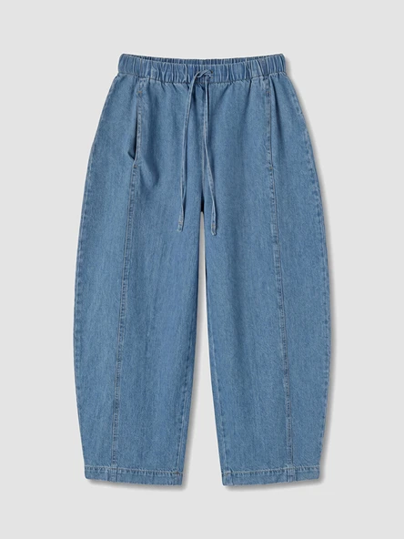 LCW Jeans İndigo Beli Lastikli Barrel Fit Kadın Jean Pantolon ürün görseli 1