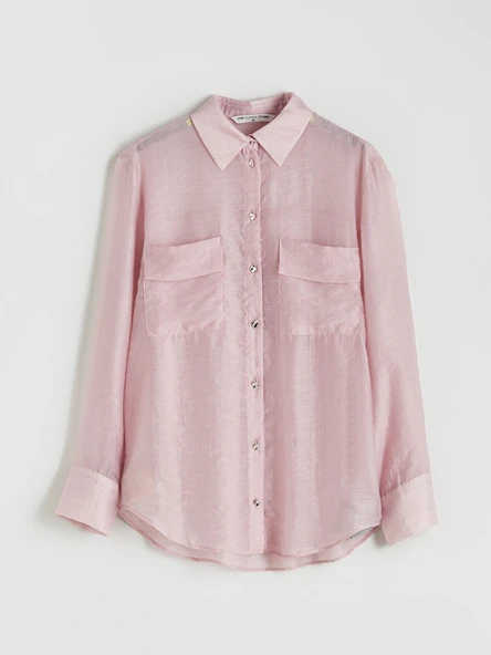 LCWAIKIKI Classic Pembe Oversize Kadın Gömlek - Resim 5