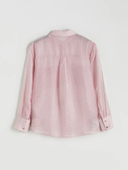 LCWAIKIKI Classic Pembe Oversize Kadın Gömlek - Resim 6