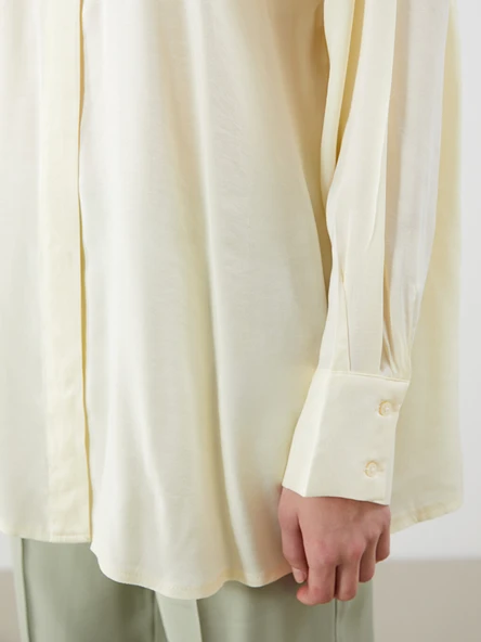 LCW Modest Sarı Oversize Kadın Gömlek Tunik - Resim 3