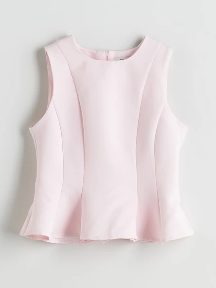 LCW Vision Pembe Bisiklet Yaka Peplum Bluz - Resim 5