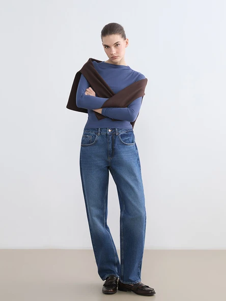 LCW Jeans İndigo Boyfriend Fit Kadın Jean Pantolon ürün görseli 1
