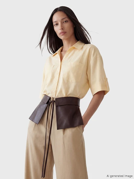 LCW EVERYDAY Sarı Poplin Kadın Gömlek ürün görseli 1
