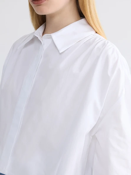 LCW Modest Beyaz Regular Fit Kadın Gömlek - Resim 3