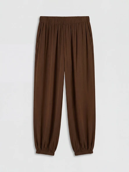 LCWAIKIKI Classic Kahverengi Beli Lastikli Kadın Jogger Pantolon ürün görseli 1