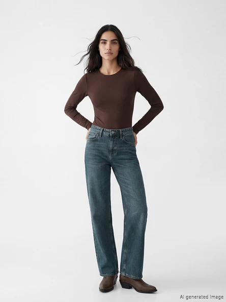 LCW Jeans İndigo Yüksek Bel Wideleg Kadın Jean Pantolon ürün görseli 1