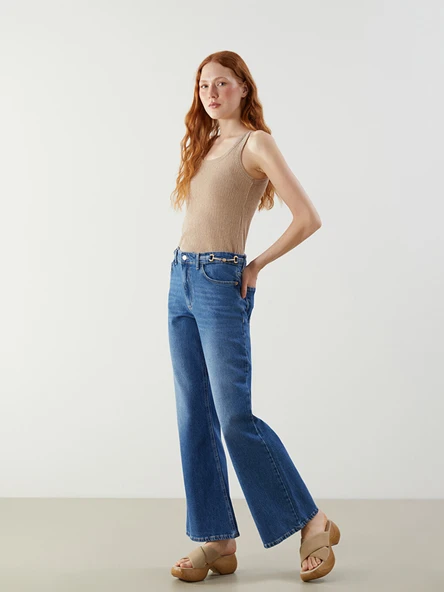 LCW Jeans İndigo Flare Kadın Jean Pantolon ürün görseli 1