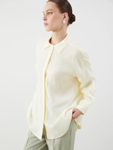 LCW Modest Sarı Oversize Kadın Gömlek Tunik ürün görseli 1