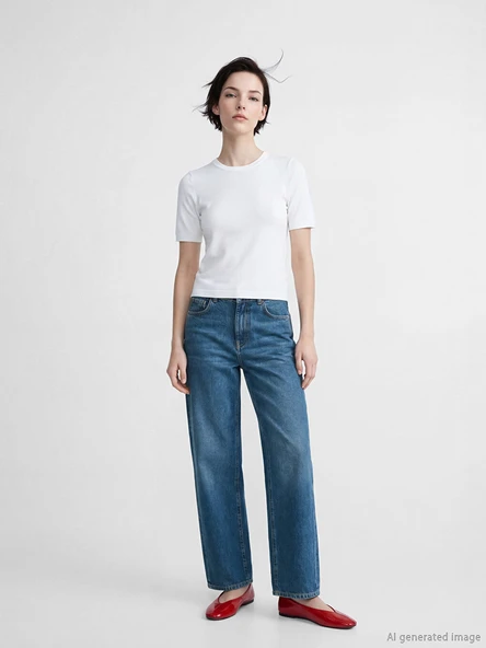 LCW Jeans İndigo Wideleg Kadın Jean Pantolon ürün görseli 1