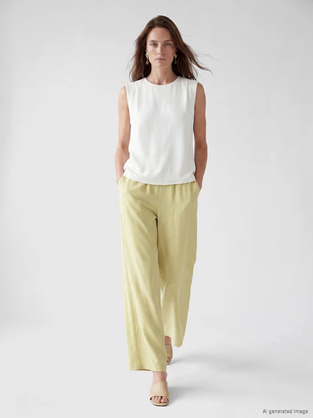 LCW EVERYDAY Sarı Beli Lastikli Modal Karışımlı Kadın Pantolon ürün görseli 1