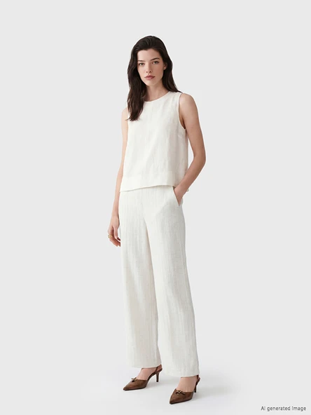 LCW Comfort Beyaz Beli Lastikli Kadın Pantolon ürün görseli 1